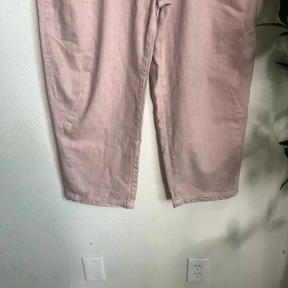 Zara The Cropped Barrel Leg Jeans In Pink Denim Baggy NWT - Picture 2 of 5